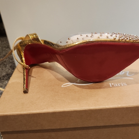 Gold Stiletto Heel with Studded Toe - Picture 2 of 4